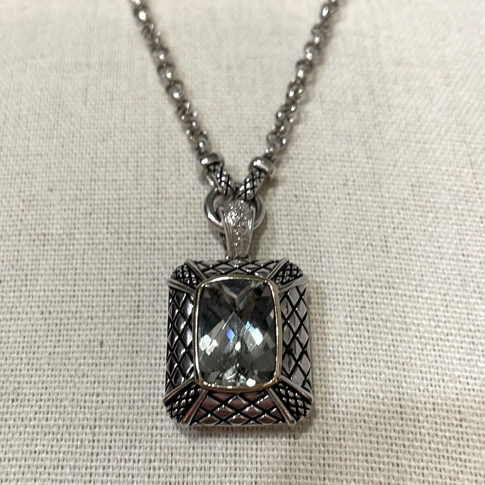 Semi-precious green quartz and sterling necklace
